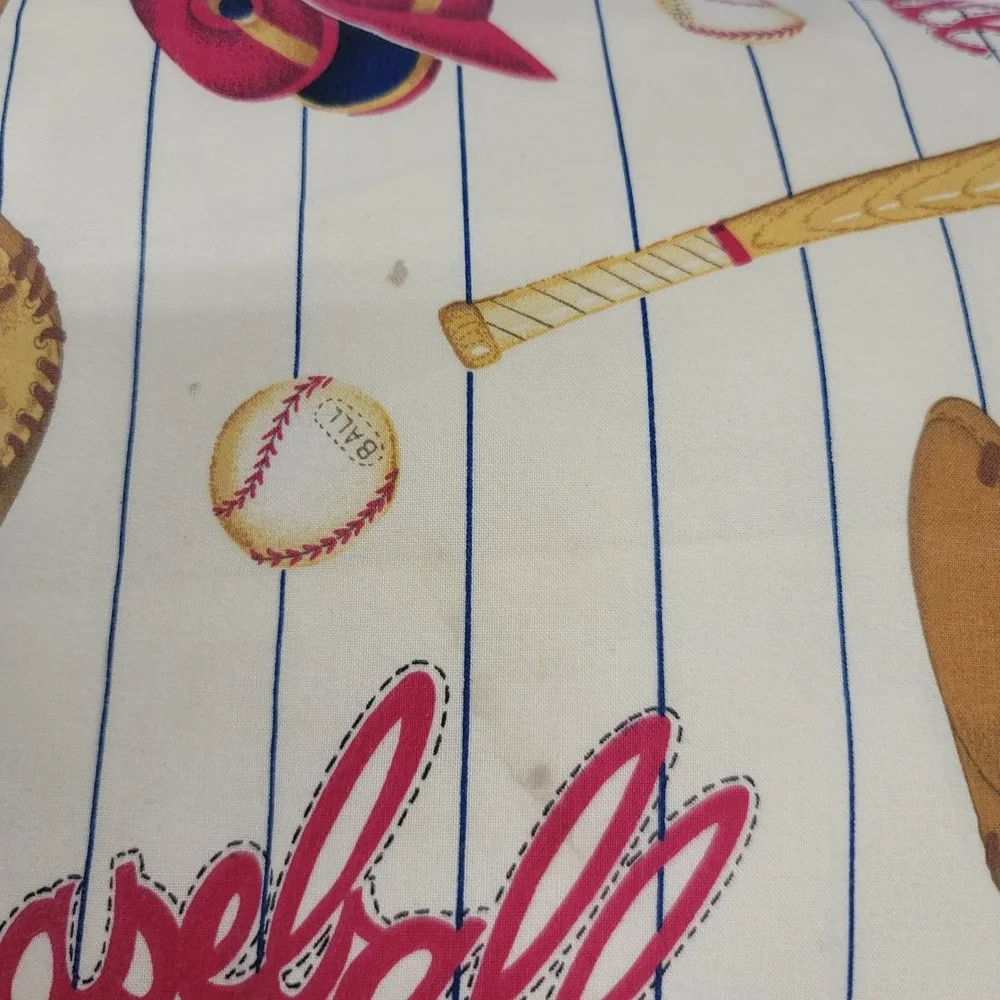 Baseball Themed Pillowcase and Sheet Set in Cream and Red